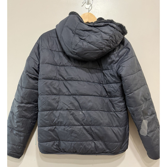 Unisex Kids 13/14 Abercrombie Black puffer quilted Jacket fleece lined hooded - Picture 2 of 10